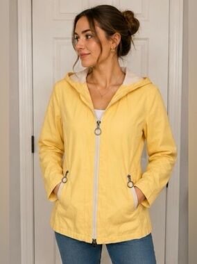Michael Michael Kors Yellow Hooded Zip Jacket Women’s Medium Rain Jacket